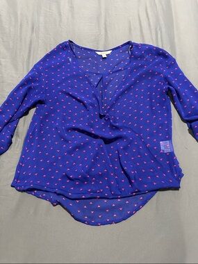 Decree Royal Blue Blouse with Pink Triangle Print